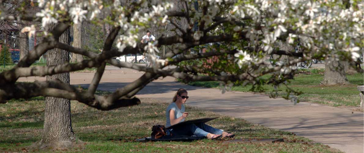 campus springtime